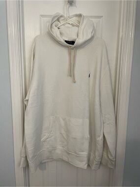 Ralph Lauren White Hoodie Sweatshirt with Navy Pony XXL